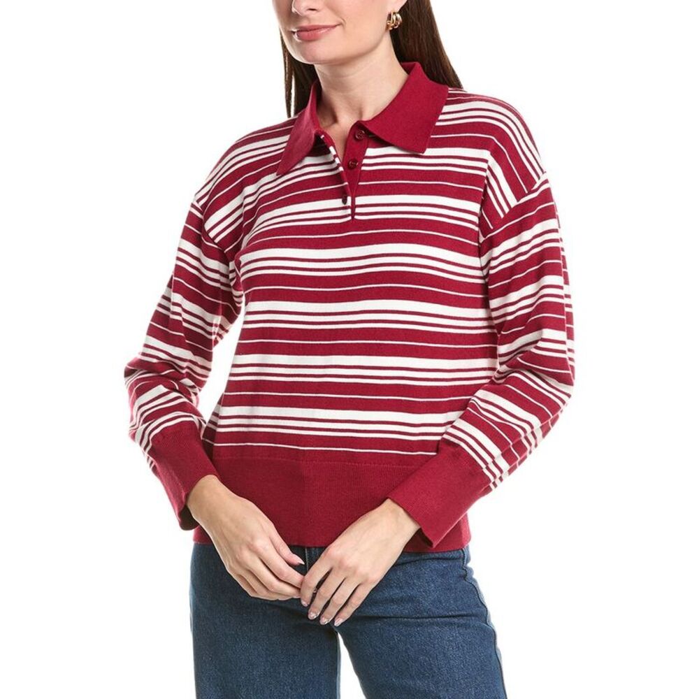 Hl Affair Womens  Stripe Polo Shirt, Red